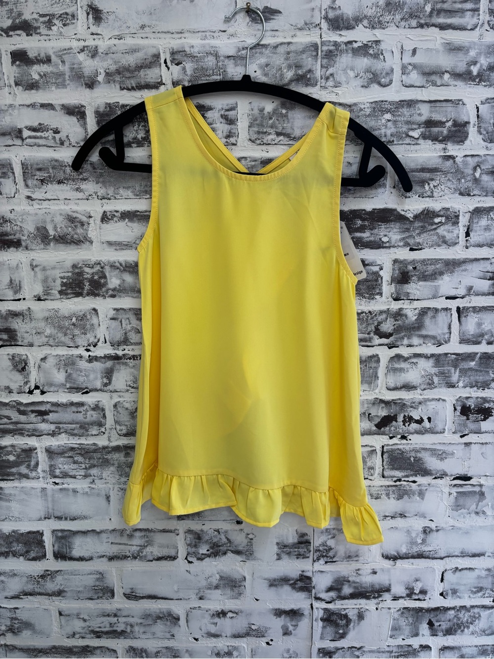 Girls' size 8 Yellow Ruffle-Hem cross cross back Top